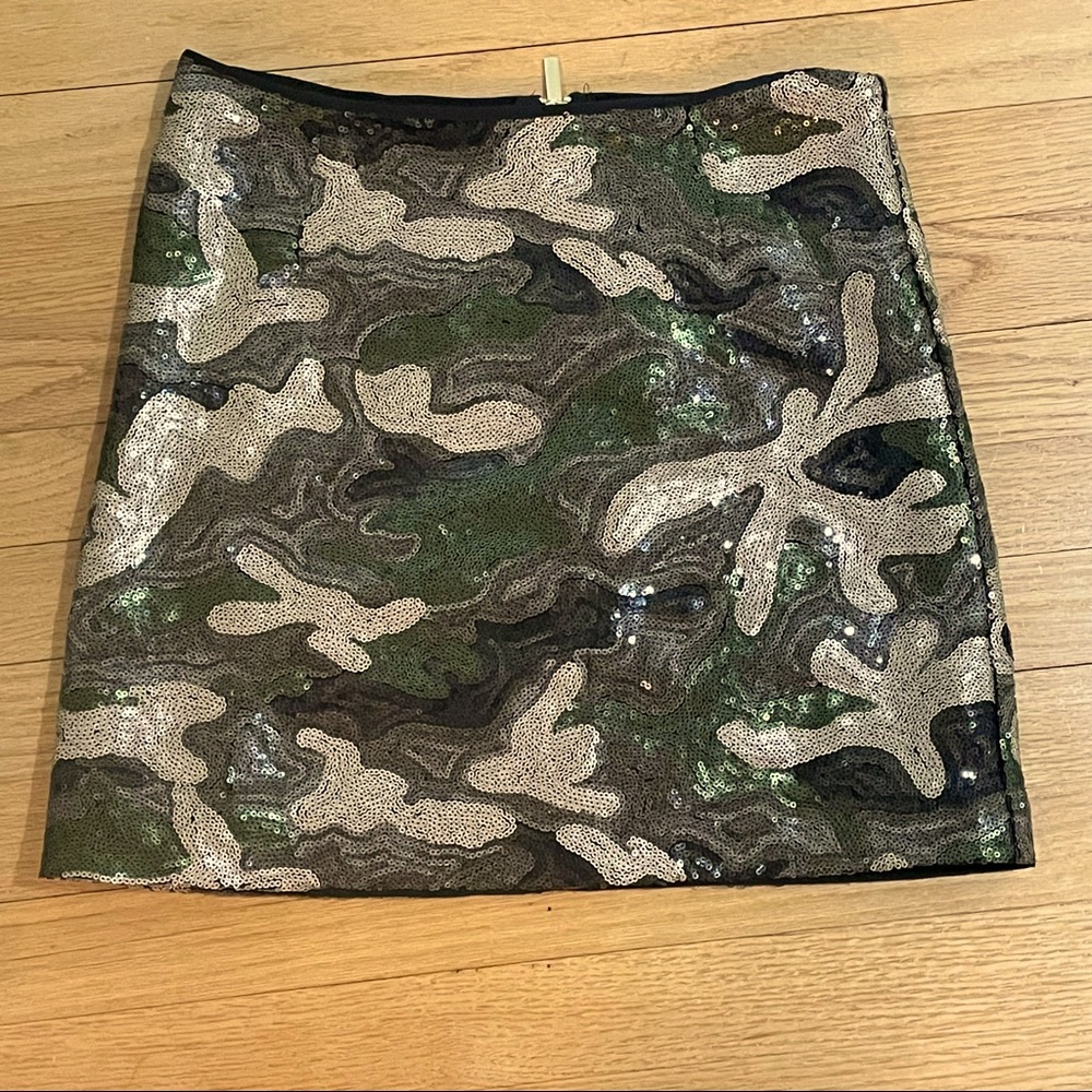 Sequined camo mini skirt